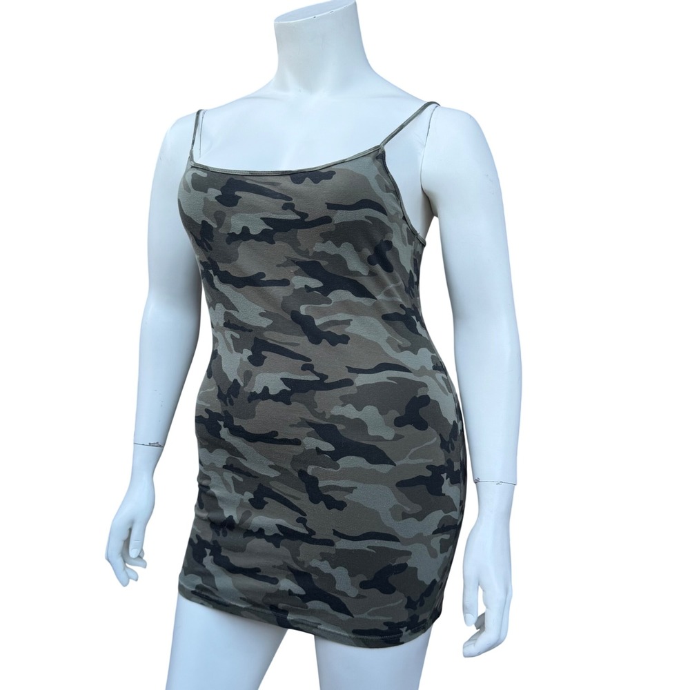 George Camisole Tank Top Longline Camo Print Mini Dress Utility Gorpcore XL